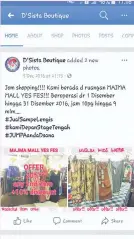  ??  ?? Perniagaan D’ Sista Boutique dan Fairdy diprom popular Facebook.