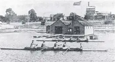  ??  ?? Rowing club fours set for a speed trial in front of the boathouse with the Volum Brewery in the background.