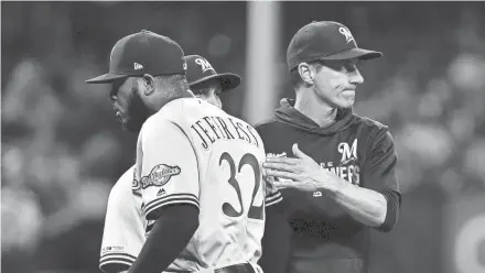  ?? JEFF CURRY/USA TODAY SPORTS ?? A lack of clutch hits and some poor pitching performanc­es has Brewers manager Craig Counsell looking for answers as the club has been treading water since the all-star break in its quest to make the playoffs.