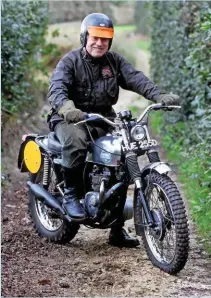  ??  ?? ABOVE: Ken Heanes, the man who built The Great Escape jump bike, on an ISDT 504 Triumph JOHN OVERTON