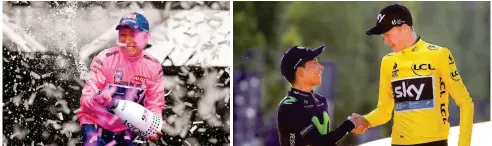  ??  ?? Giro-2014. En su debut en la prueba italiana desbordó calidad en la alta montaña para ser el campeón. Tour-2015. Se mostró batallador de principio a fin y terminó segundo, a 1.12 del británico Chris Froome.
