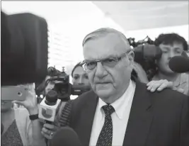  ?? ASSOCIATED PRESS ?? IN THIS JULY 6 file photo, former Sheriff Joe Arpaio leaves the federal courthouse in Phoenix.