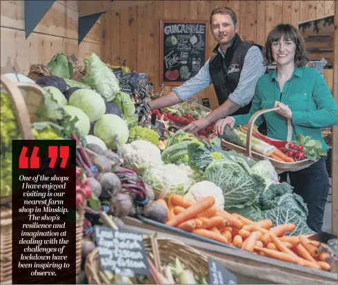  ?? PICTURE: JAMES HARDISTY ?? ‘INGENUITY’: Ben and Emma Mosey, who run Minskip Farm Shop, are among many who have adapted their business to the challenges of lockdown.