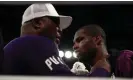  ?? ?? Daniel Dubois (right) is consoled by his trainer, Don Charles, after defeat by Oleksandr Usyk. Photograph: Kacper Pempel/ Reuters