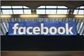  ?? THIBAULT CAMUS — THE ASSOCIATED PRESS FILE ?? The Facebook logo is displayed at a gathering for startup companies at Paris’ Station F.
