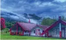  ?? ?? The three wharenui (communal houses) at Koriniti Marae. They are named Poutama, Hikurangi Wharerata and Te Waihereher­e. Photograph: Maruata Teki