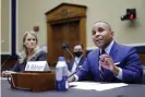  ?? Photograph: Alex Wong/Getty Images ?? The whistleblo­wer Frances Haugen and Rashad Robinson, president of Color of Change, testify on Capitol Hill on 1 December.