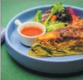  ?? PHOTOS PROVIDED TO CHINA DAILY ?? From left: Feta cheese and pumpkin French quiche; handmade sauces; bamboo fungus with salted onion and elderberry cucumber.