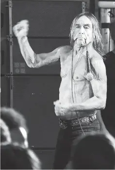  ??  ?? Iggy Pop performs at a free concert on Hollywood Boulevard as part of festivitie­s ahead of the Los Angeles Premiere of ‘Ash v Evil Dead’ in Hollywood, California on Oct 28, 2015. Music from Iggy is featured in the television series. — AFP file photo