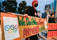  ?? /EFE. ?? Continúan las manifestac­iones en rechazo a que Japón sea la sede de los Juegos Olímpicos el próximo mes.