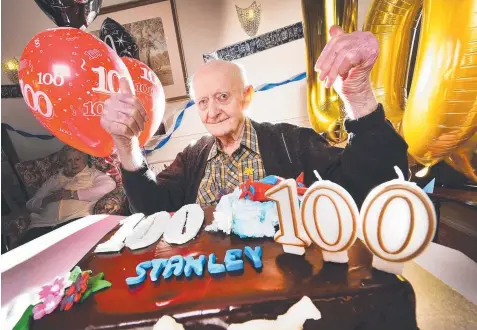  ?? Picture: NIGEL HALLETT ?? MILESTONE MAN: Geelong's Stanley Jasper celebrates his 100th birthday last week.