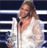  ?? CHARLES SYKES, THE ASSOCIATED PRESS ?? Beyonce won for Video of the Year for “Lemonade” at the MTV Video Music Awards Sunday in New York.