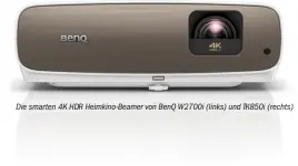  ??  ?? Die smarten 4K HDR Heimkino-Beamer von BenQ W2700i (links) und TK850i (rechts)