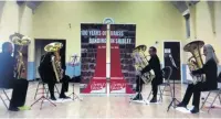  ??  ?? Shirley Tuba Quartet came 3rd in Foden’s Online Ensemble Contest