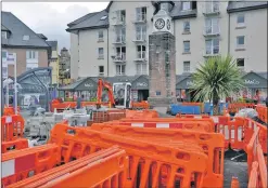  ??  ?? Not finished: the road works in Oban’s Station Square on Tuesday.