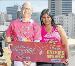  ??  ?? MEDIA SPONSOR: The Herald and Weekend Post editor Brett Horner and SPAR Eastern Cape advertisin­g and promotions controller Roseann Shadrach get ready for this year’s SPAR Women’s Challenge