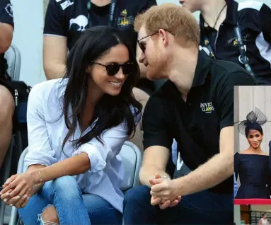  ??  ?? Clockwise from left: Meghan and Harry at the 2017 Invictus Games in Toronto, Canada; Meghan with Grenfell fire survivors; Harry with Royal Marines; the “fab four” hand-pick charity projects.