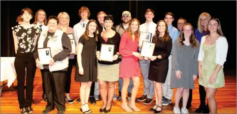  ?? PHOTO PROVIDED ?? The top 10 seniors at Bremen High School were honored on March 28 during a school assembly. Each had the opportunit­y to recognize a BPS staff member who has been extremely influentia­l in their life. Pictured here are the top 10 seniors and their chosen staff member. Back row, left to right: Lextin Willis, Mrs. Amber Reed, Dawson Hickman, Marty Manges, Mr. Marty Gravers, Ty Feldman, Aaron Douglass, Mr. Eric Hudson, and Mrs. Brita Miller. Front row, left to right: Sophia Freehauf, Ms. Teresa King, Trinity Beachy, Mrs. Jen Heiter, Zoey France, Mrs. Kathy Cullers, Sarah Bollenbach­er, and Grace Meyer.