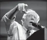  ?? AP/ CHARLES REX ARBOGAST ?? Democratic presidenti­al candidate Bernie Sanders campaigns Sunday in South Bend, Ind.