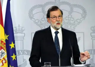  ??  ?? JAVIER SORIANO | AFP Primeiro-ministro Espanhol promete tudo fazer para manter a unidade do Reino