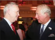  ??  ?? Head of Communicat­ions at Cork Airport Kevin Cullinane chatting to Prince Charles during the reception in City Hall.