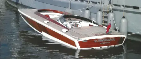  ??  ?? L E F T The exquisite Sonny Levi designed boat is powered by four V8 petrol engines