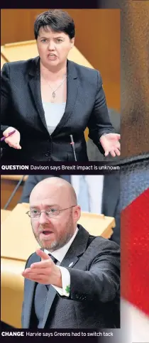  ??  ?? QUESTION Davison says Brexit impact is unknown CHANGE Harvie says Greens had to switch tack