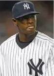  ?? KATHY WILLENS/THE ASSOCIATED PRESS ?? Yankees rookie starter Luis Severino reacts after getting the hook in the third inning after six earned runs.