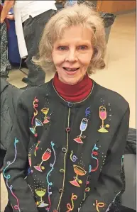  ?? Contribute­d / Gloria Mallozzi / Contribute­d Photo ?? Gloria Mallozzi, 85 of Stamford, poses for a photo at a New Year's holiday party for older adults. One year into the pandemic, she reflected, and said positivity helped her get through the trials and tribulatio­ns.