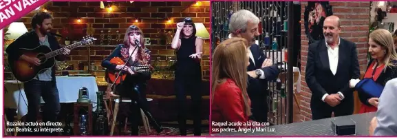  ??  ?? Rozalén actuó en directo con Beatriz, su intérprete. Raquel acude a la cita con sus padres, Ángel y Mari Luz.