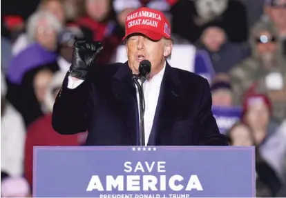  ?? GETTY IMAGES FILE ?? Former President Donald Trump speaks during a rally in Florence, South Carolina, this month.