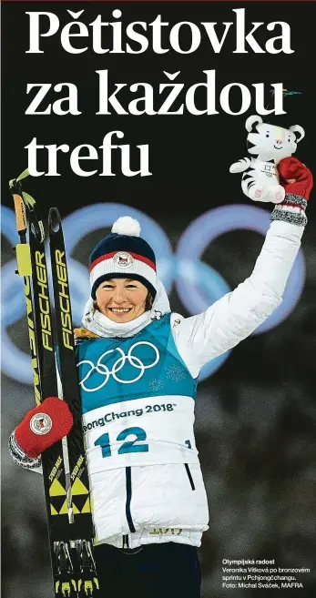  ??  ?? Olympijská radost
Veronika Vítková po bronzovém sprintu v Pchjongčch­angu. Foto: Michal Sváček, MAFRA