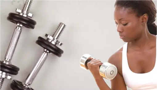  ??  ?? Athletes also exercise with weights a way of aiding performanc­e