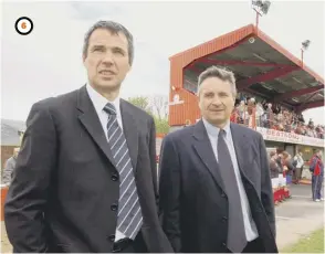  ??  ?? 6 Going back to their roots, the Hansen brothers visit Beechwood
Park, home of Sauchie Juniors.
6