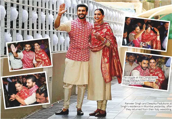  ?? Photos by AFP and IANS ?? The couple at the Chhatrapat­i Shivaji Maharaj Internatio­nal Airport in Mumbai.