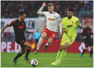  ??  ?? Deeper...Timo Werner’s role has changed at Leipzig this season and he is reaping the benefits