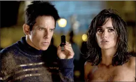  ??  ?? Derek Zoolander (Ben Stiller) and Valentina (Penelope Cruz) search for the mastermind behind the killings of some really good-looking celebritie­s in Zoolander 2.