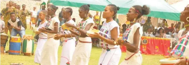  ??  ?? Students perform Fulani traditiona­l dance during the cultural day celebratio­n of Cherryfiel­d College, Jikwoyi, Abuja on Saturday