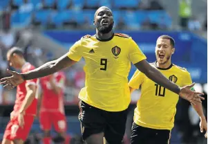  ?? /KIRILL KUDRYAVTSE­V/ AFP ?? Belgium striker Romelu Lukaku is among the leading scorers at the World Cup.