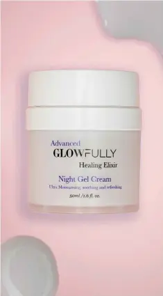  ?? ?? Glowfully Advanced Healing Elixir Night Gel Cream, $58. Available at Glowfullys­kin.com