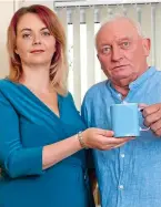  ??  ?? Radical treatment: Cancer sufferer Fred Whitelaw drinks his daughter Jill Turner’s breast milk in coffee