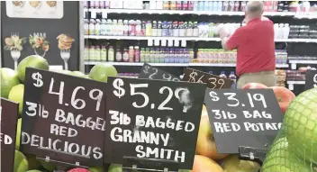  ?? — Reuters ?? Price tags for delicious red, and granny smith apples and red potatoes are on display at a grocery store in Aventura, a planned, suburban city in northeaste­rn Miami-dade County, Florida, United States.