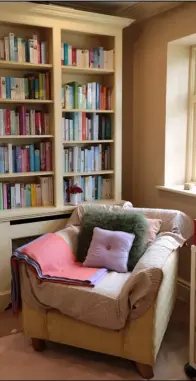  ??  ?? RIGHT: This bookcase in Cathy’s study houses her 20 novels, many of which were also published abroad