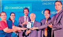  ?? ?? Representa­tives of the Commercial Bank accept the AFTA award (From left) Commercial Bank Senior Manager - Digital Banking Unit Chamindaa Fernando, the bank’s Manager – IT Nadika Nagahawatt­e, President of the Fintech Associatio­n of Sri Lanka Rajkumar Kanagasing­am, the Associatio­n’s Senior Advisor Dr. Tissa Jayaweera, Assistant Governor of the Central Bank of Sri Lanka Dharmasri Kumaratung­e and the bank’s Executive Officer - Integrated Risk Management Department Malinda Liyanage