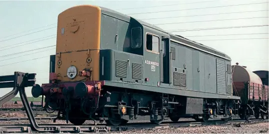  ?? Hawthorne Collection ?? Two years before it met its destiny with the scrapyard No. ADB 968002 is at Toton depot in 1980. Its final role here was to act as a ‘Christmas tree’, providing spare parts for classmate No. ADB 968000.