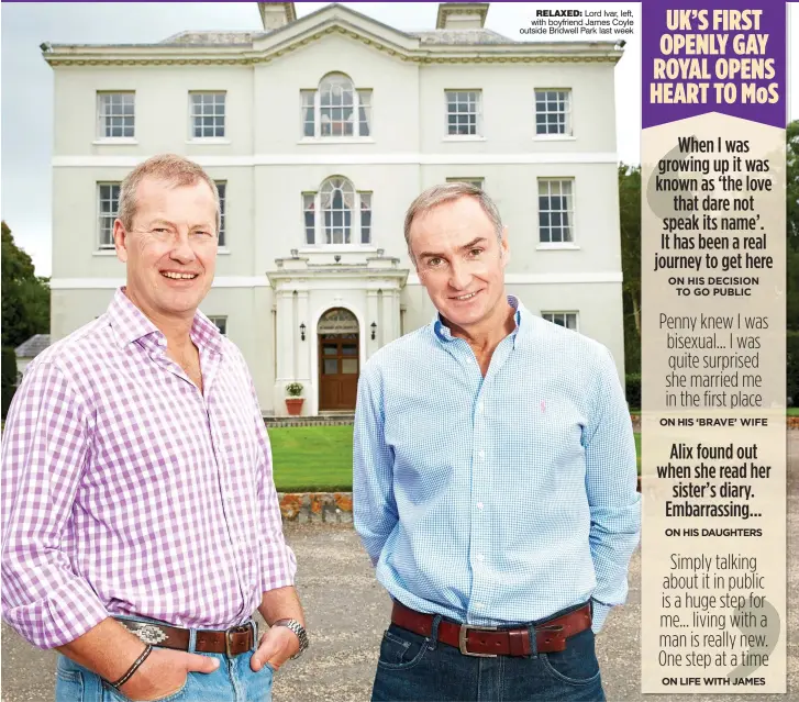  ??  ?? RELAXED: Lord Ivar, left, with boyfriend James Coyle outside Bridwell Park last week