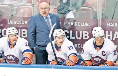  ?? Getty Images ?? GOOD TO BE BACK: Coach Barry Trotz, following the death of his mother, Iris, rejoined the Islanders and will be back behind the bench this week when the team takes the ice after another lengthy break.