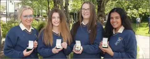  ??  ?? Senior students of the year, Emer Rose Kealy, Megan O’Reilly, Rebecca Kenny and Leah Sankaran.