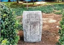  ?? PETE CORSON /PCORSON@AJC.COM ?? A marker for the Jefferson Davis Highway used to stand at the corner of East College Avenue and South McDonough Street on the edge of the Agnes Scott campus. The marker was removed in 2018. A similar marker remains on East Lake Road at Ponce de Leon Avenue.