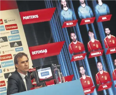  ?? REUTERS / SUSANA VERA ?? Julen Lopetegui, ayer en la rueda de prensa en la sede de Telefónica en Madrid.